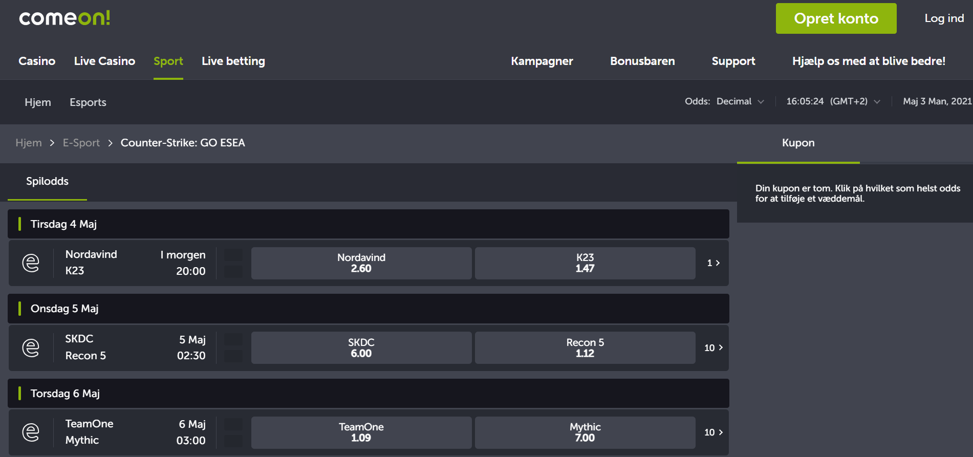 comeon csgo betting